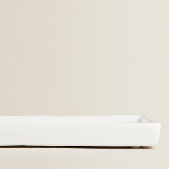 NEW Zara Home 3 Piece WHITE EARTHENWARE JAR and DISH SET - Picture 13 of 14